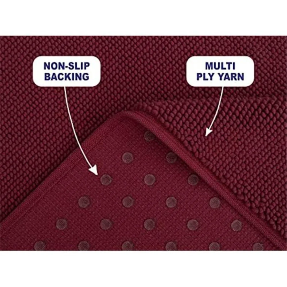 Burgundy Red Cotton Bath Rug 17x24 Non Slip Washable Shaggy Bathroom Mat